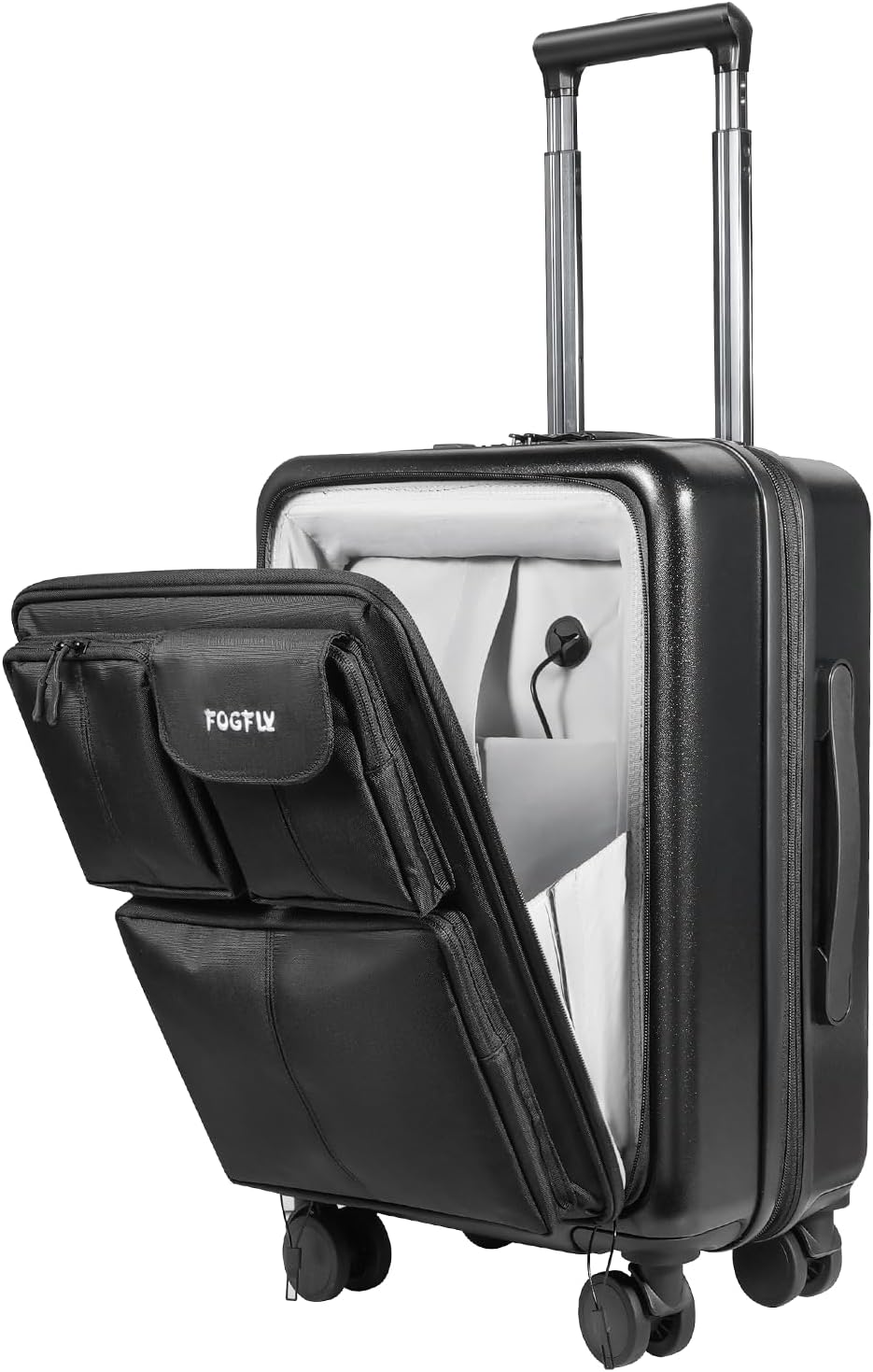 20 Inch Carry On Luggage, Airline Approved Expandable Softside Suitcase with PC Hardshell Front, USB Port, Spinner Wheels & TSA Lock – Lightweight 20" Travel Luggage (20inch without Luggage tag)