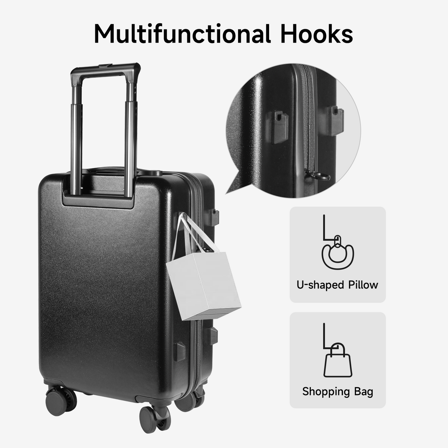 20 Inch Carry On Luggage, Airline Approved Expandable Softside Suitcase with PC Hardshell Front, USB Port, Spinner Wheels & TSA Lock – Lightweight 20" Travel Luggage (20inch without Luggage tag)