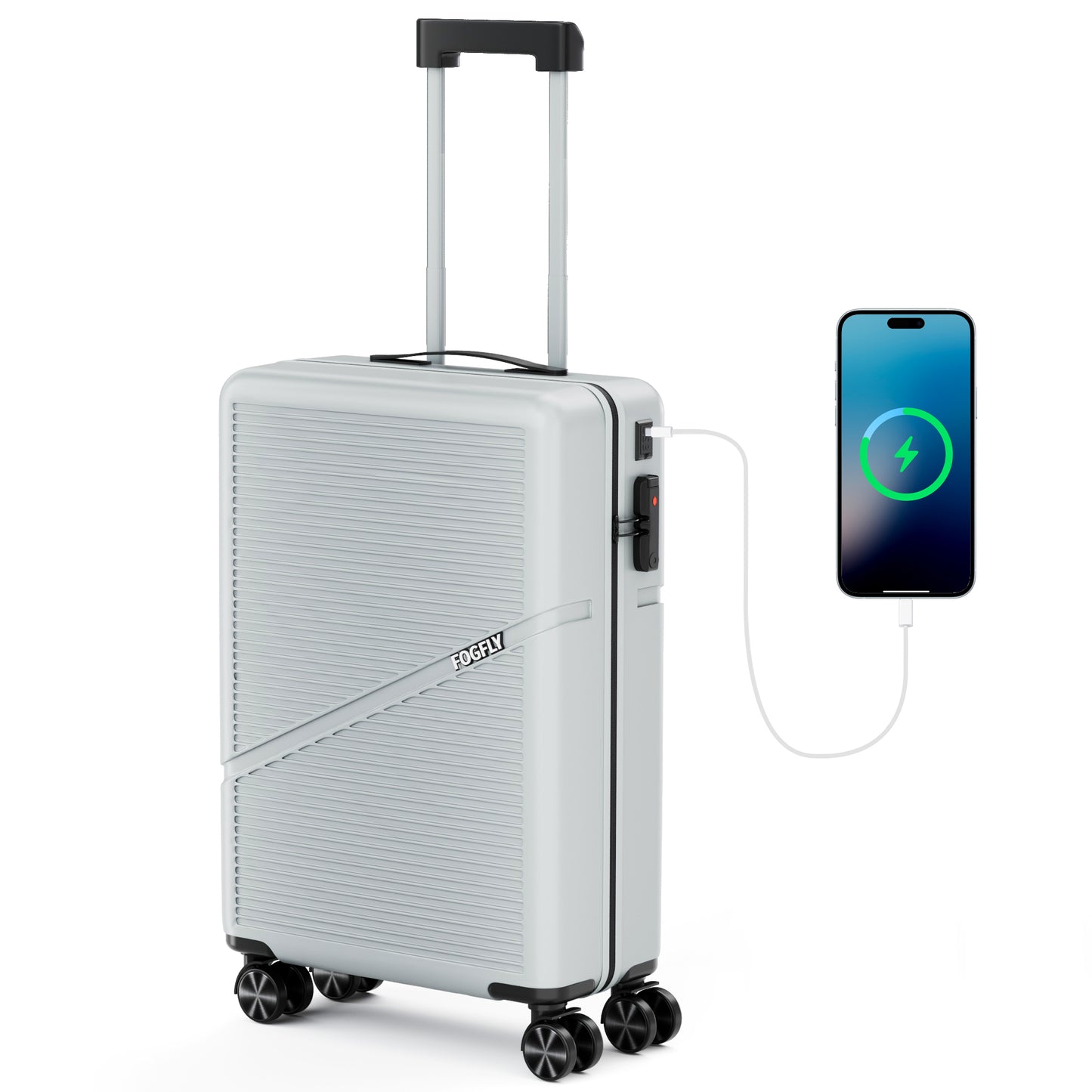 Carry On Luggage Airline Approved 20 Inch Hardside Suitcase with Spinner Wheels, Lightweight PC Rolling Luggage with TSA Lock & USB Charging Port for Travel
