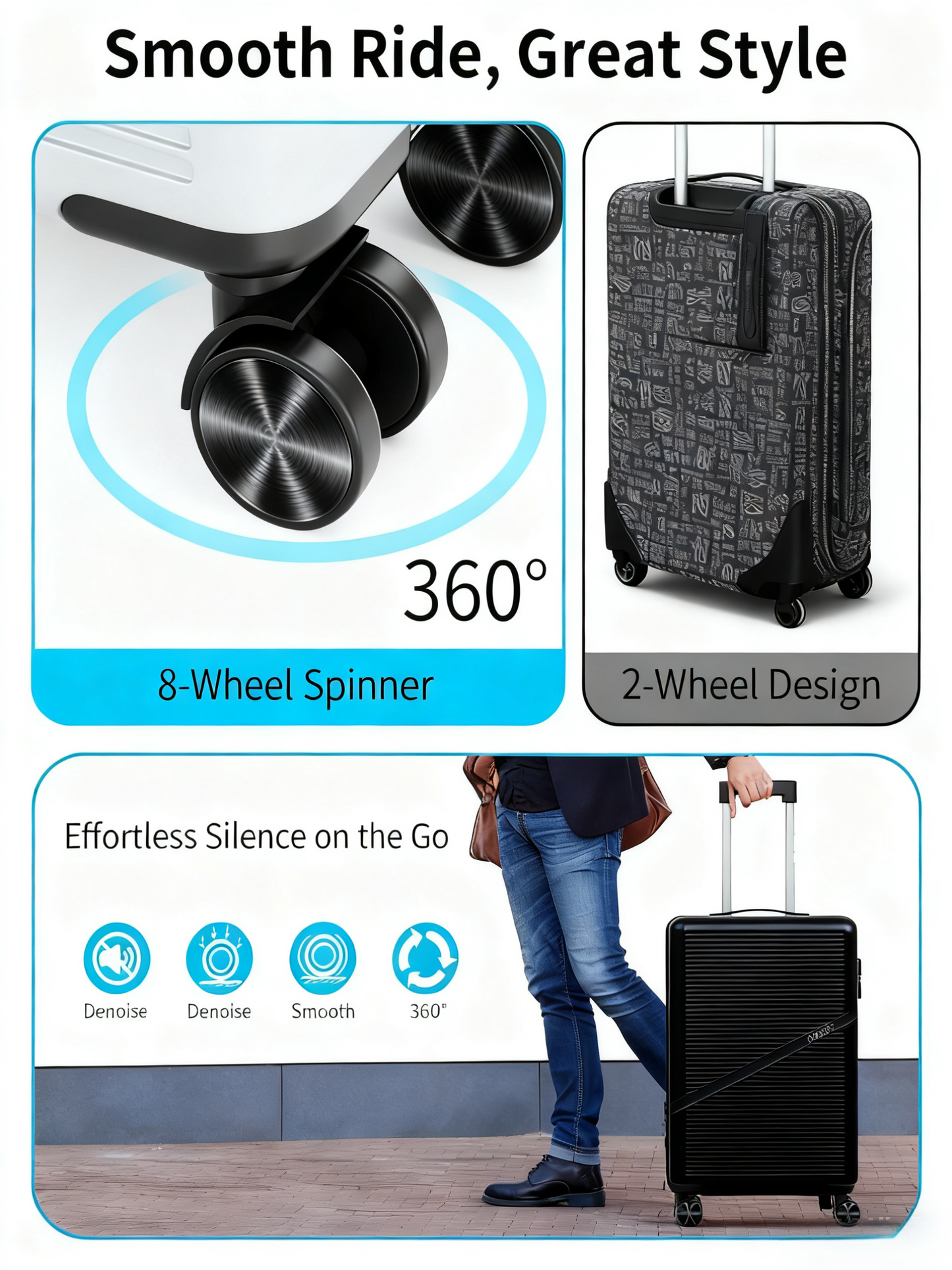 Carry On Luggage Airline Approved 20 Inch Hardside Suitcase with Spinner Wheels, Lightweight PC Rolling Luggage with TSA Lock & USB Charging Port for Travel