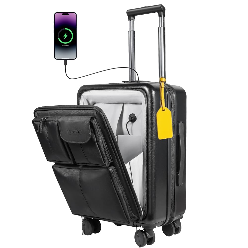 Carry On Luggage 22x14x9 Airline Approved – 20 Inch Expandable Suitcase with Front Pocket, USB Charging Port, Spinner Wheels & TSA Lock