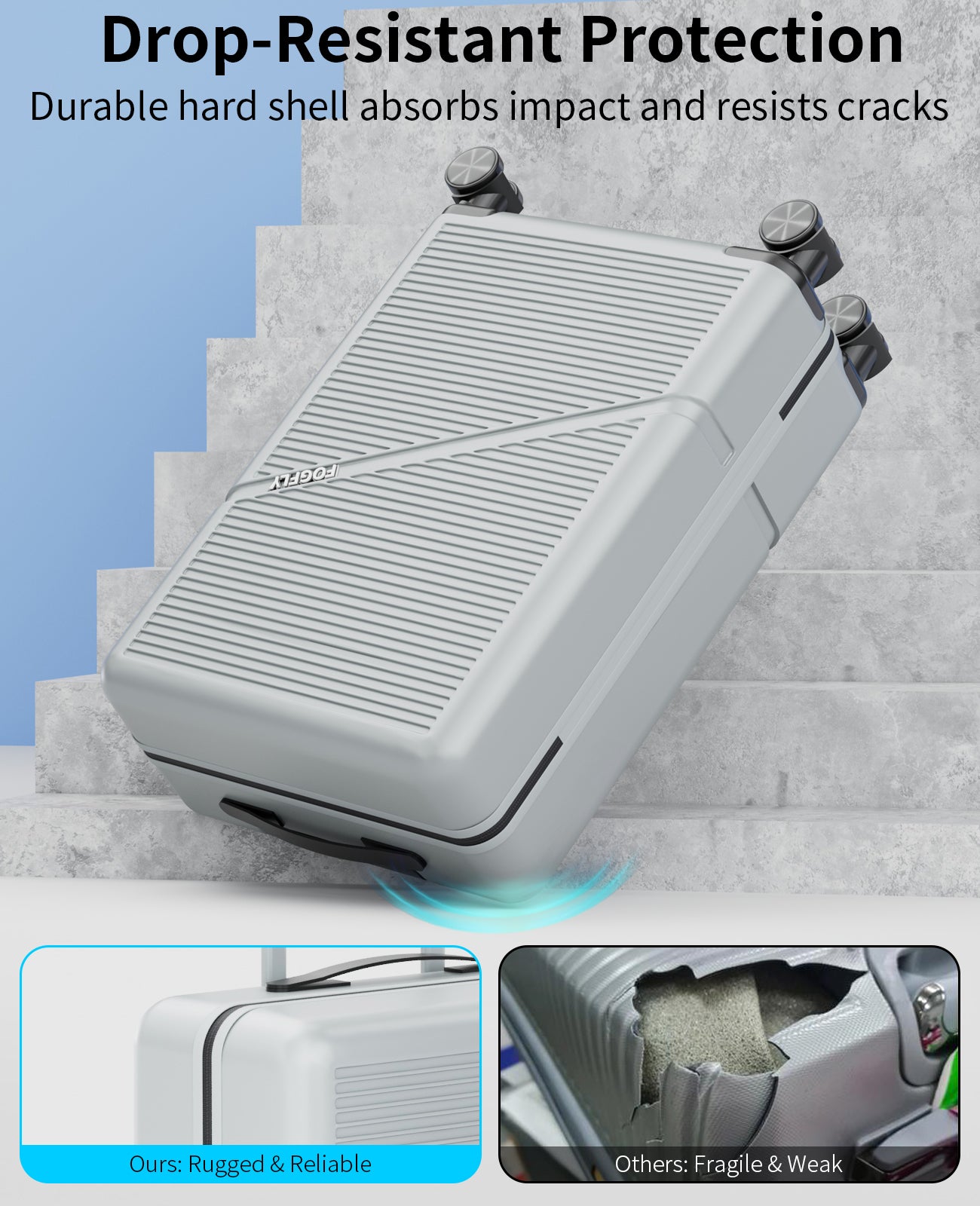 Carry On Luggage Airline Approved 20 Inch Hardside Suitcase with Spinner Wheels, Lightweight PC Rolling Luggage with TSA Lock & USB Charging Port for Travel